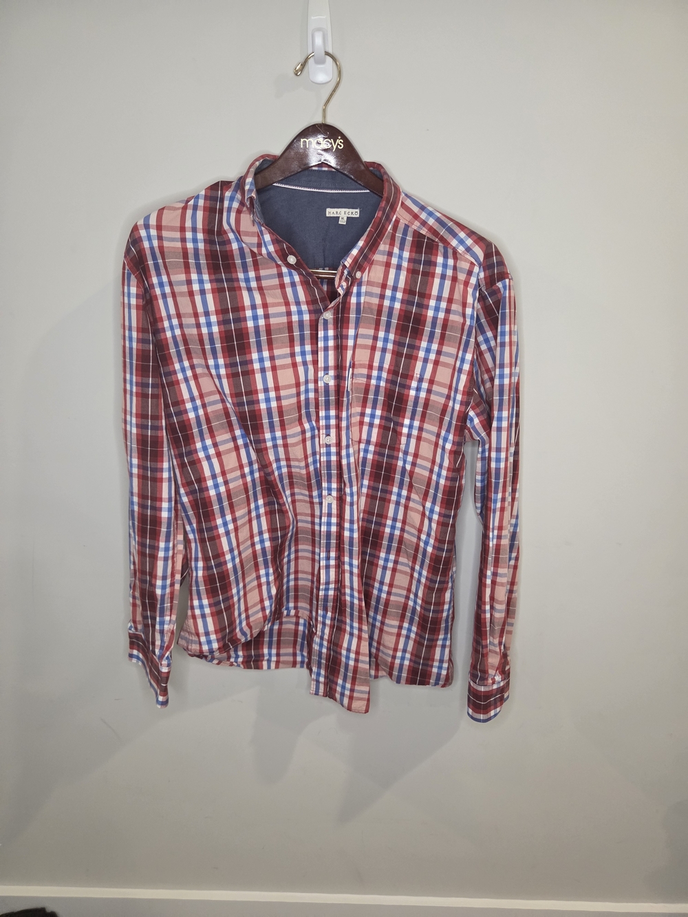 Marc Ecko Red and Blue Plaid Button-Down Shirt